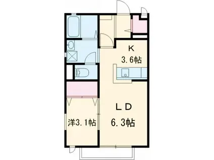 ブランクロスIII(1SK/2階)の間取り写真