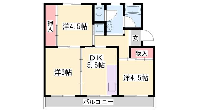 ビレッジハウス志染(3DK/2階)の間取り写真