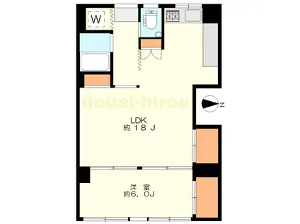 ツイン一の橋2号棟(1LDK/7階)の間取り写真