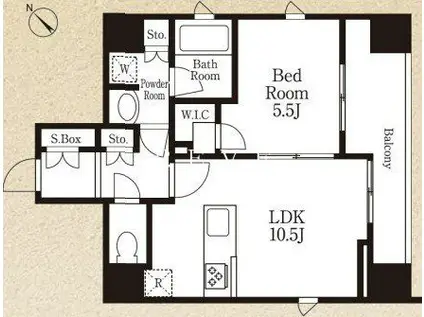ラクラス浅草蔵前(1LDK/4階)の間取り写真