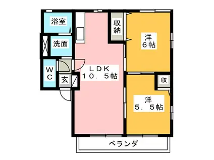 サンプレース A(2LDK/2階)の間取り写真
