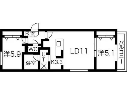 AJITO 1513(2LDK/3階)の間取り写真