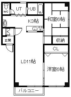エスティパレス忠和(2LDK/1階)の間取り写真