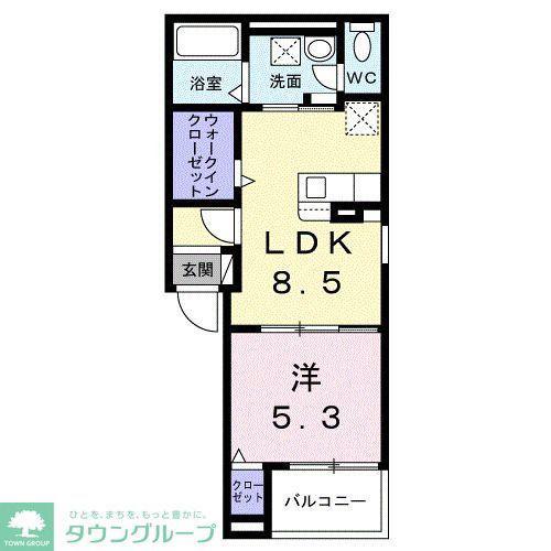 ヴィラ リヴァージュ(1LDK/2階)の間取り写真