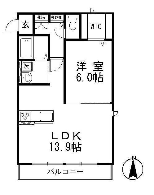 ウィステリア II(1LDK/1階)の間取り写真
