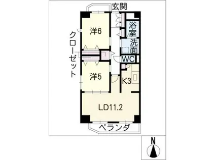 SUGAR HILL 千種(2LDK/3階)の間取り写真