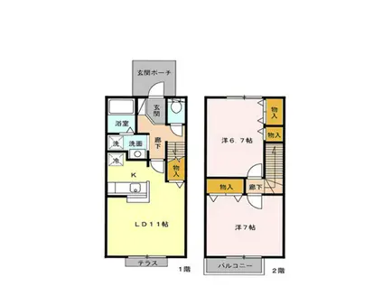 セトルセブン(2DK/1階)の間取り写真