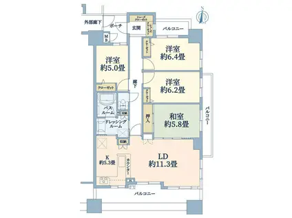 サーパス長町南(4LDK/4階)の間取り写真