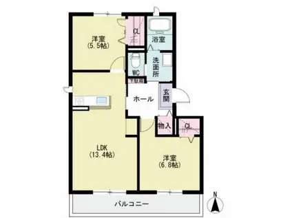 ラウンドシティ泉台 (2LDK/3階)の間取り写真