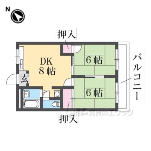 メープル・ハイツ(2DK/2階)の間取り写真