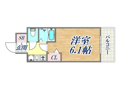 エステムコート神戸西Ⅱ(1K/4階)の間取り写真