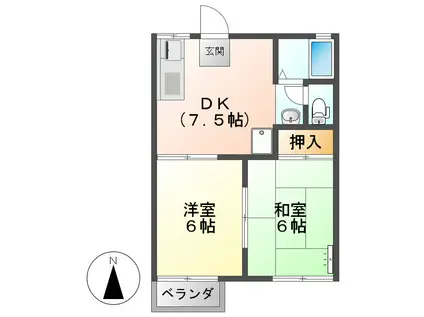 ロイヤルグリーン(2DK/2階)の間取り写真