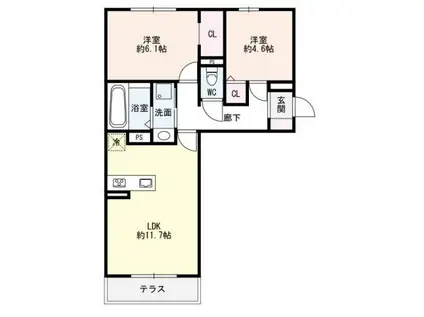 VILLA LE EUPHORIA AKASHI・OKUBOCHO(2LDK/3階)の間取り写真