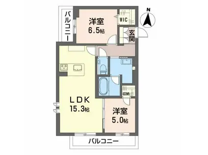 アヴェニール雄飛ヶ丘(2LDK/4階)の間取り写真