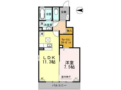 カトレア(1LDK/1階)の間取り写真