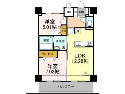 GRANDE CARRO(2LDK/6階)の間取り写真