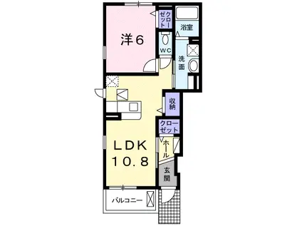 コルテーゼ III(1LDK/1階)の間取り写真
