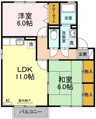 プラザ・ルミエール弐番館 C棟(2LDK/1階)の間取り写真