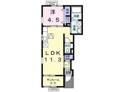 カーサ アルバ(1LDK/1階)の間取り写真