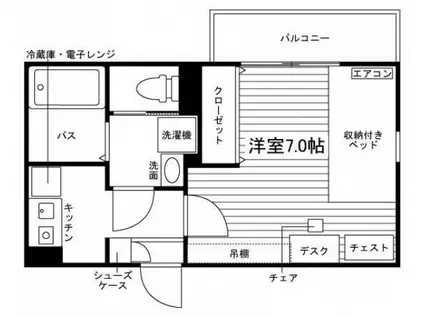 学生会館UNI EMEAL三重大学前(1K/2階)の間取り写真