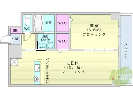CIRCLE3長町(1LDK/10階)の間取り写真