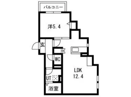 GLITTER野芥(1LDK/1階)の間取り写真