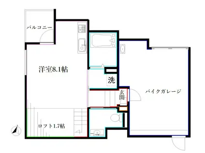 ラ・ソラリス(ワンルーム/1階)の間取り写真