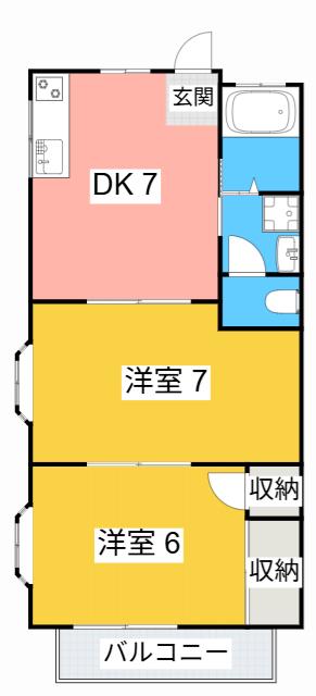 ハイツ エリ(2DK/2階)の間取り写真