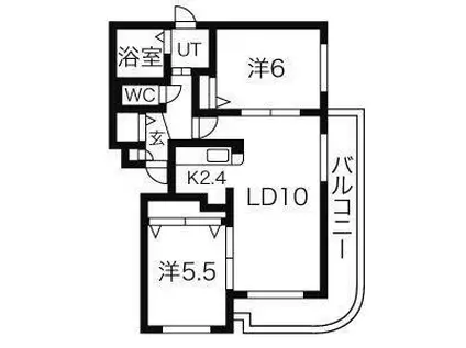 サテライトターミナルC棟(2LDK/1階)の間取り写真