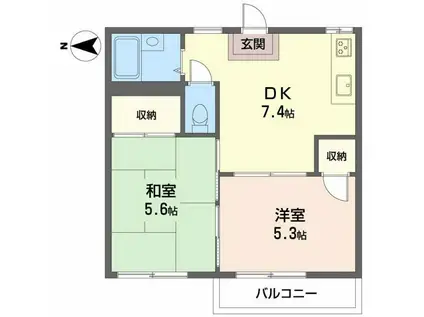 フォーブルK(2DK/2階)の間取り写真