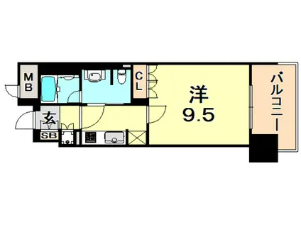 リーガル神戸三宮フラワーロード(1K/12階)の間取り写真