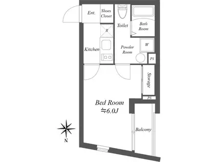 グランデュオ八幡山(1K/1階)の間取り写真