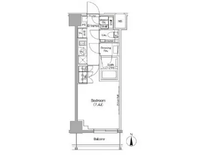 ザ・パークハビオ三軒茶屋(1K/4階)の間取り写真