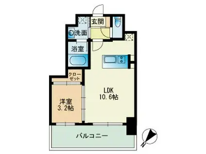 ビエネスタ千代県庁口(1LDK/13階)の間取り写真