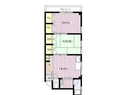 メゾンパルサンコー(2DK/1階)の間取り写真