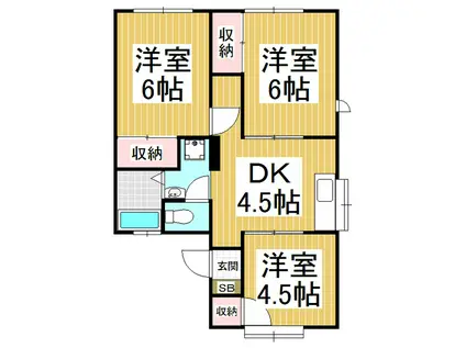 コーポ雲雀ヶ丘AB(3K/1階)の間取り写真