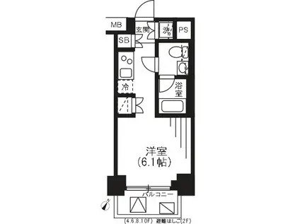 プレミアムキューブ横浜(1K/8階)の間取り写真
