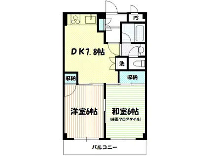 グリーンドエル唐木田(2DK/4階)の間取り写真