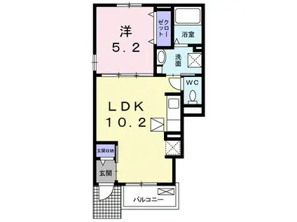 テール フェルティル II(1LDK/1階)の間取り写真