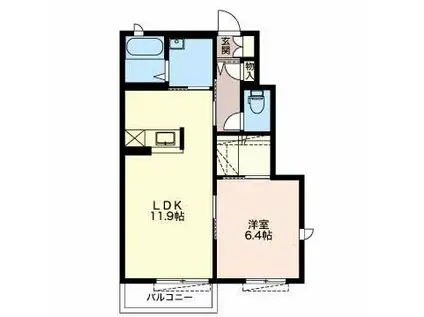 エスポワール塩満B(1LDK/1階)の間取り写真