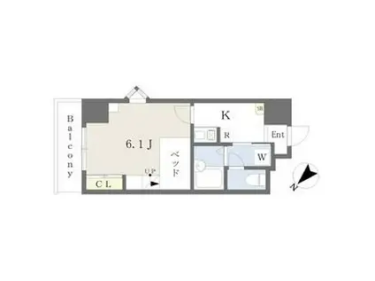 FLAT郡山(1K/8階)の間取り写真