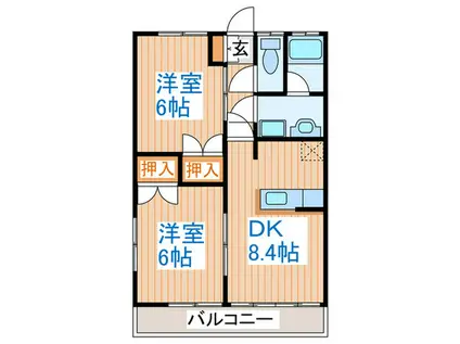 メゾンクリフE(2DK/2階)の間取り写真