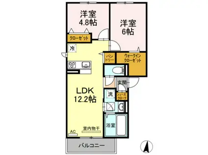 ノースエスペランサ平野(2LDK/3階)の間取り写真