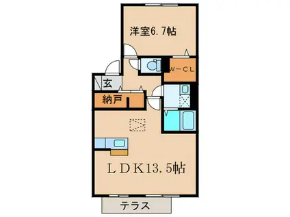 ブルームコートII(1LDK/1階)の間取り写真