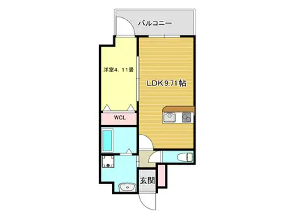 第47川崎ビル(1LDK/6階)の間取り写真