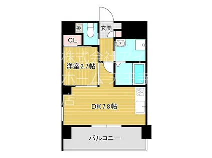 エセリアル清水丘(1DK/9階)の間取り写真