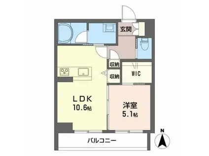ベレオ久遠の杜(1LDK/1階)の間取り写真