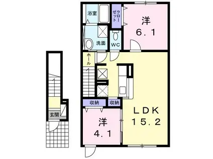 リヴィエールI(2LDK/2階)の間取り写真
