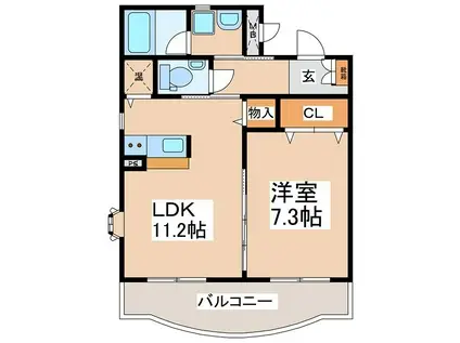 ルミエール常入(1LDK/4階)の間取り写真
