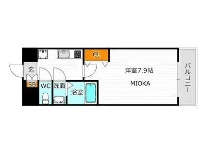 セオリー天王寺南DOOR(1K/1階)の間取り写真